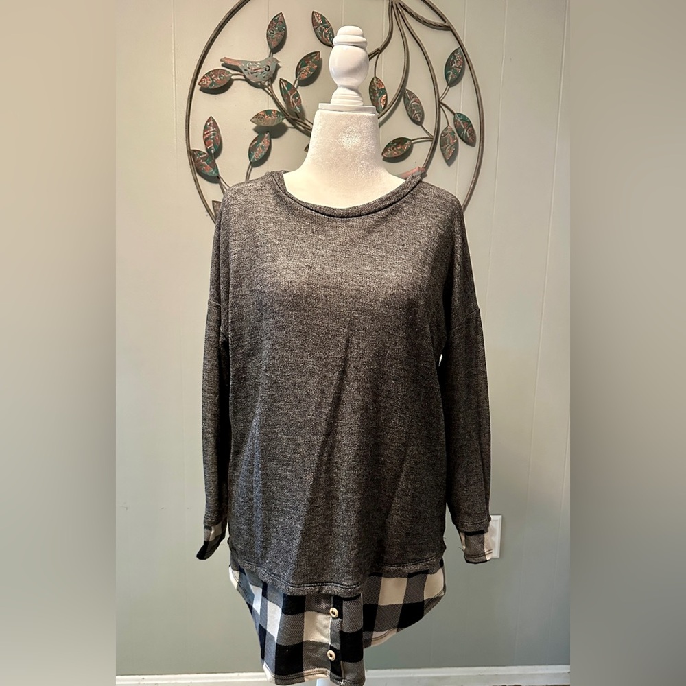 Oversized Blouse W/ Faux Undershirt
